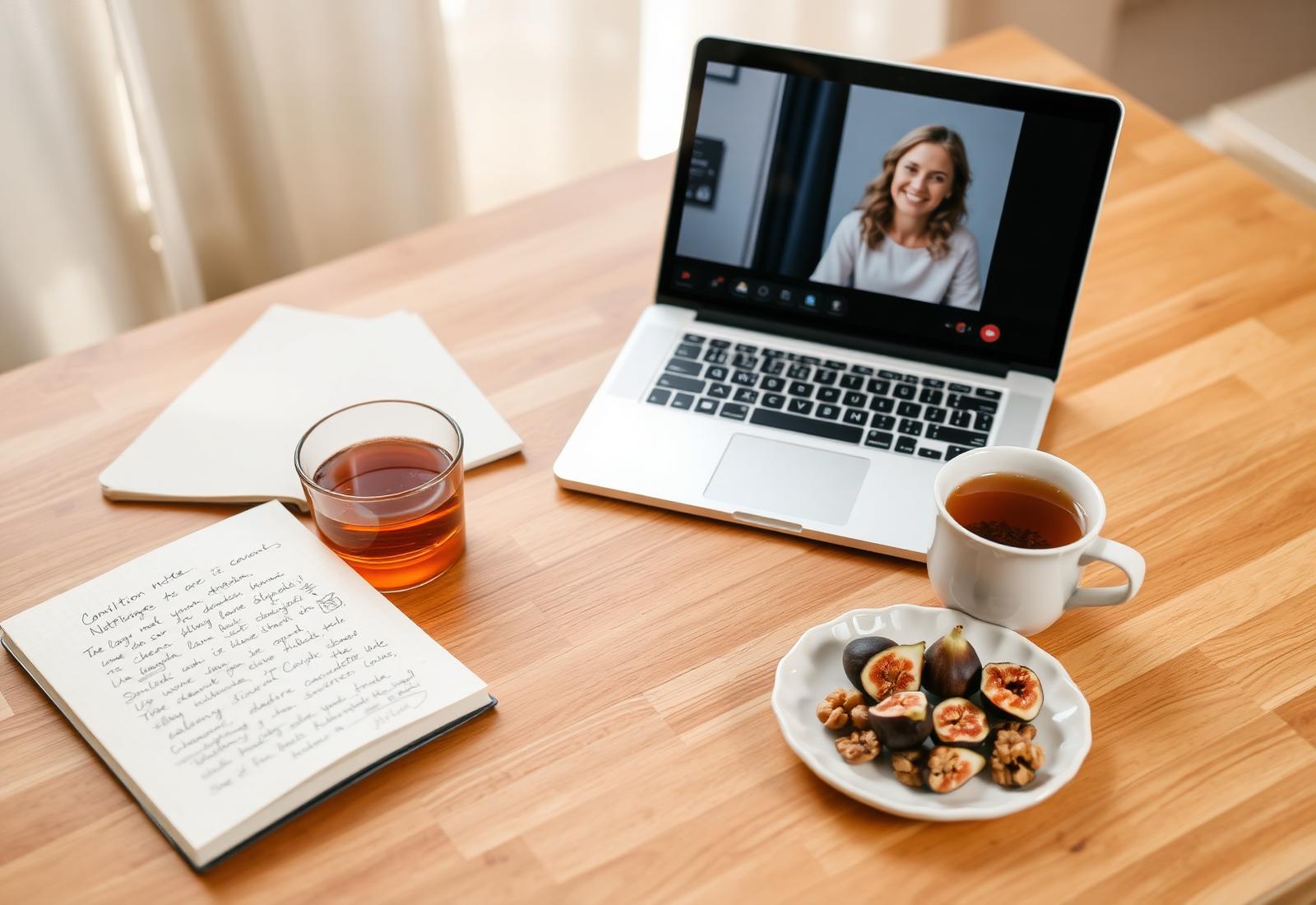 Olga at work — calm editorial scene representing her practical nutrition approach (placeholder to be replaced with a real photograph)